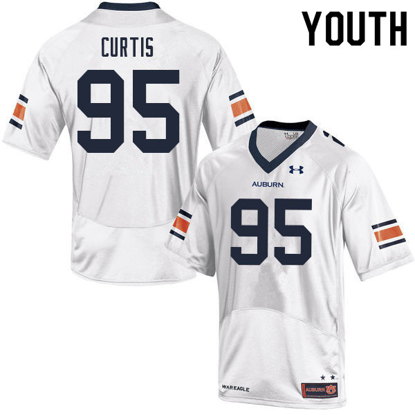 Auburn Tigers Youth Nick Curtis #95 White Under Armour Stitched College 2021 NCAA Authentic Football Jersey ATW7674GM